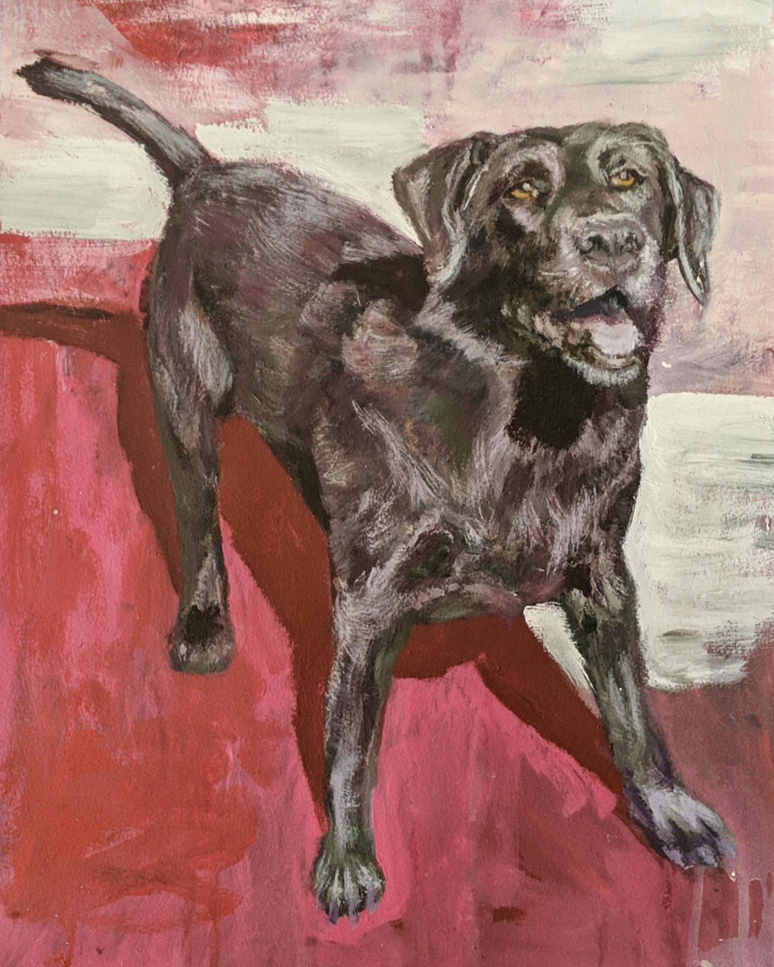 Hand-painted acrylic dog portrait commission