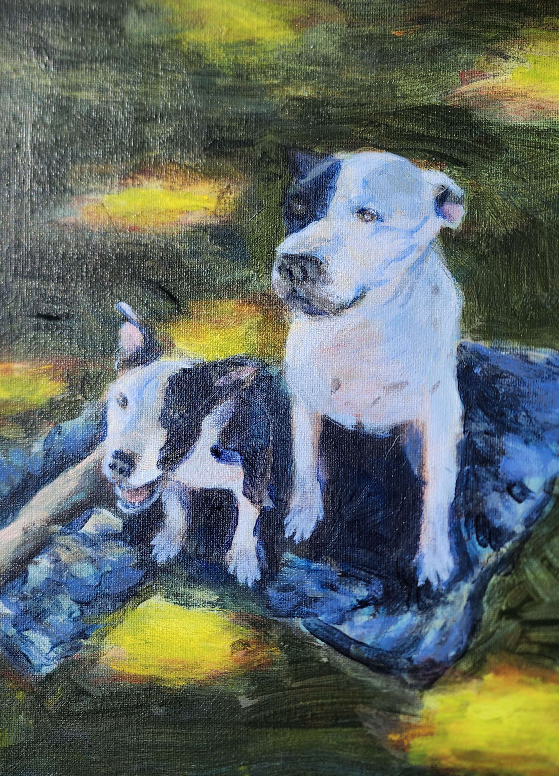 Hand-painted acrylic dog portrait commission