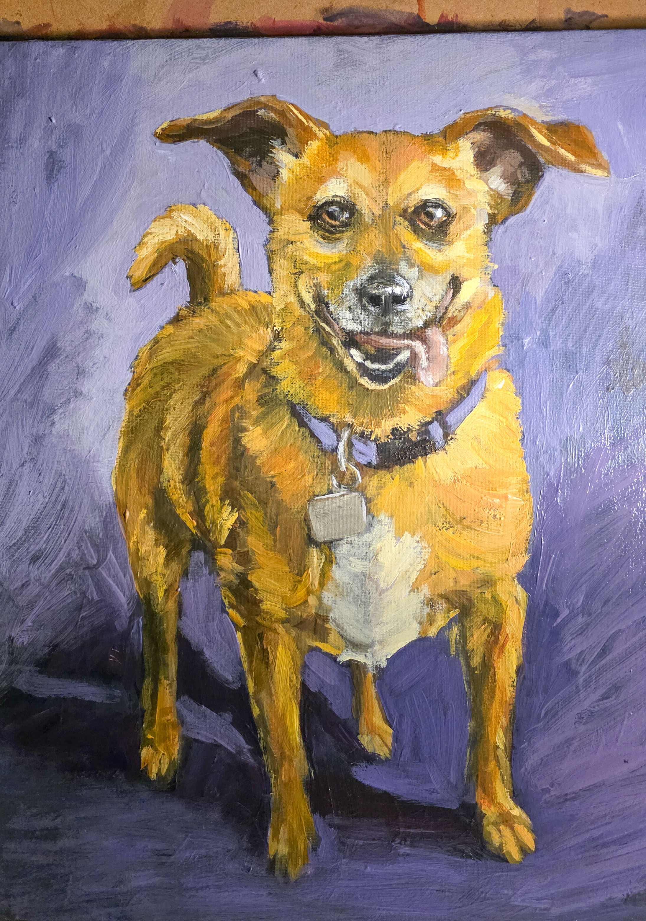 Hand-painted acrylic dog portrait commission