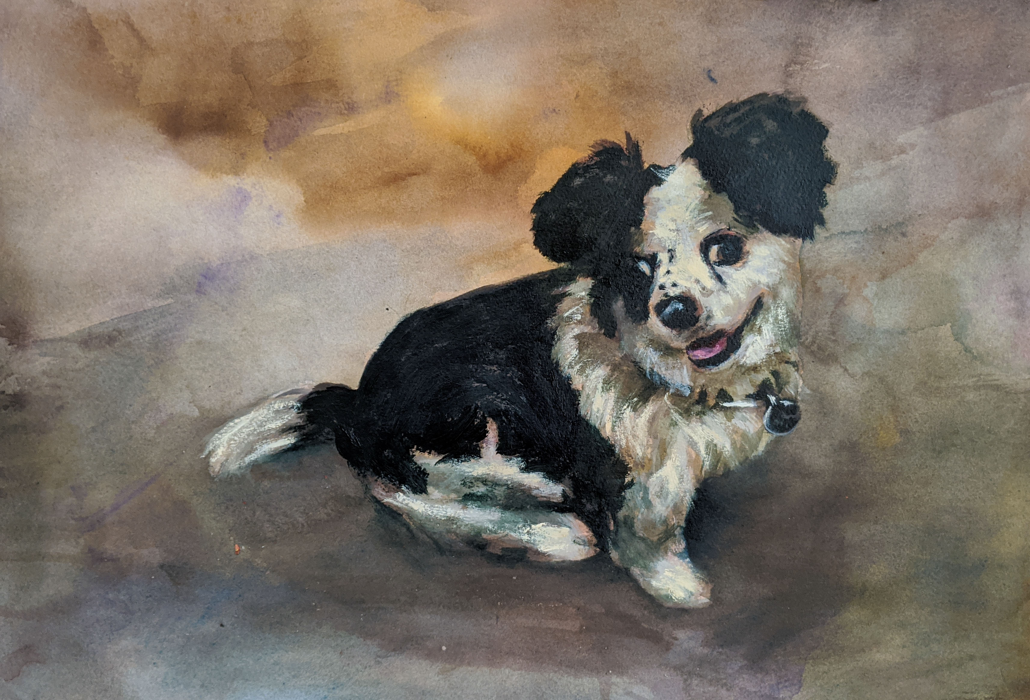 Hand-painted acrylic dog portrait commission