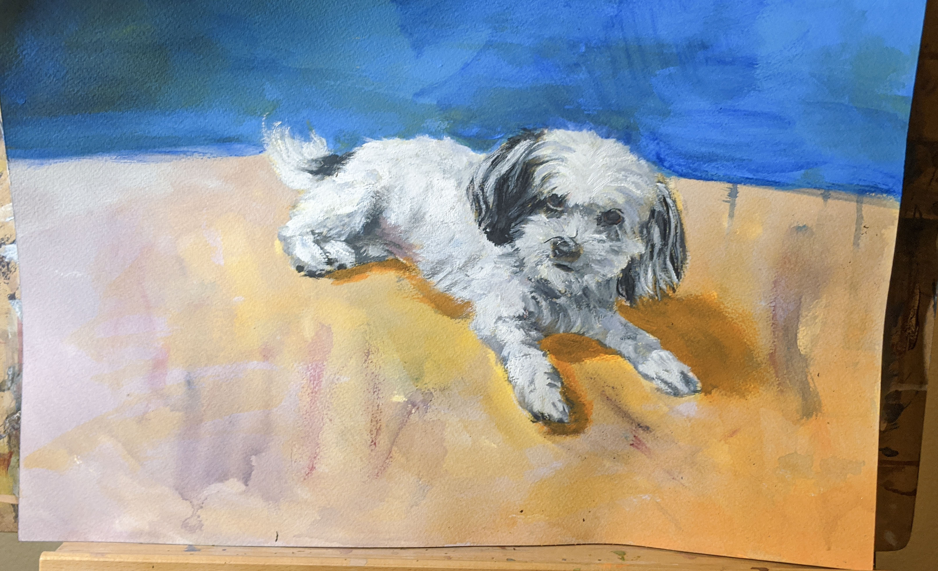Hand-painted acrylic dog portrait commission