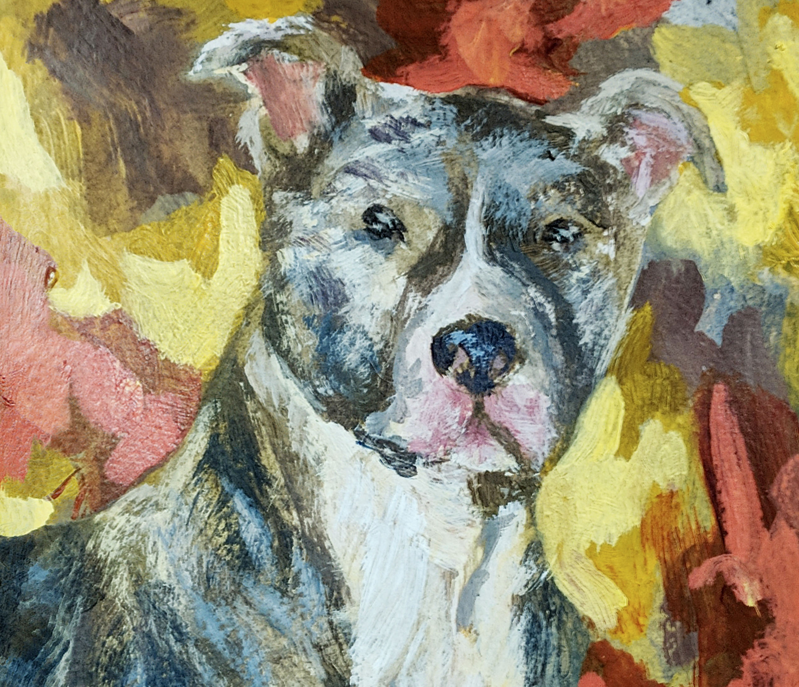 Hand-painted acrylic dog portrait commission
