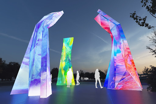 Large Sculptures at Night